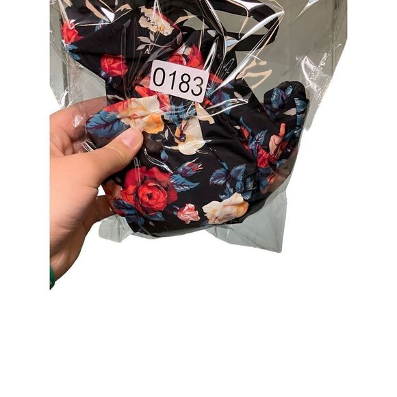 CUPSHE Women's Black Floral Plunging Halter Open Back One Piece Swimsuit - Picture 7 of 11